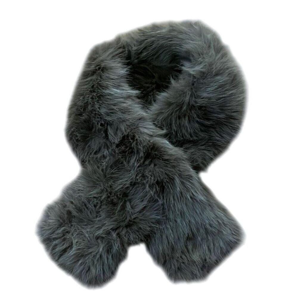 Faux Fur Taupe Gray Scarf Womens 5X37 in.